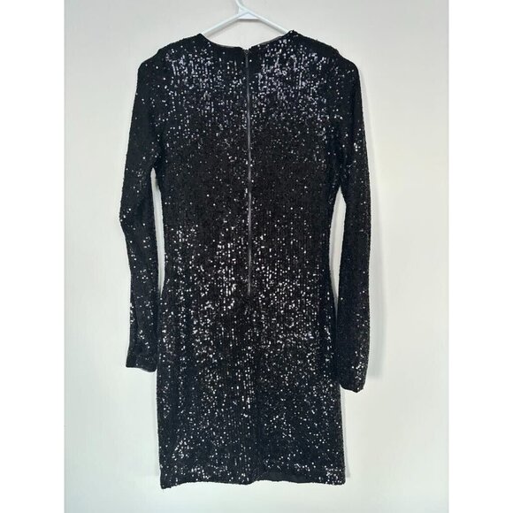 NWT JOIE Long Sleeve Shift Dress Size Small Black Sequined Lined Stretch - Picture 4 of 6